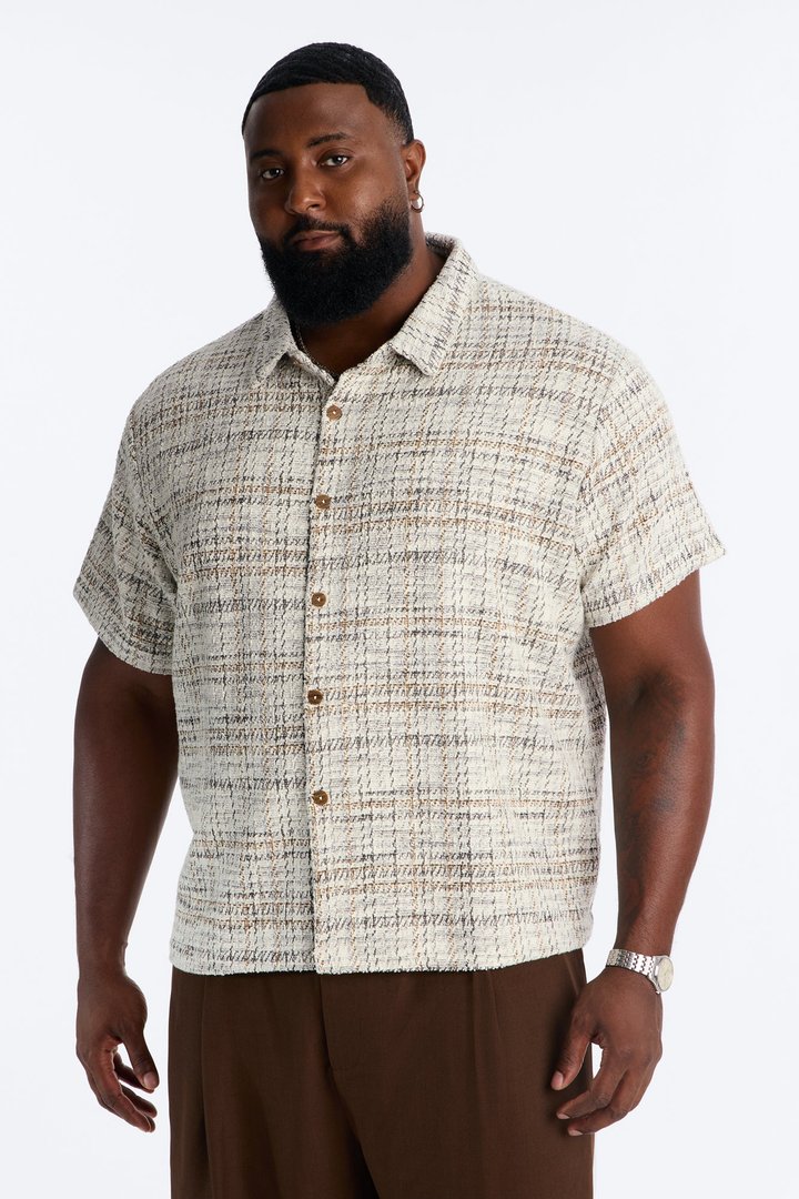 Rodeo Boucle Button Up Shirt - Cream/combo