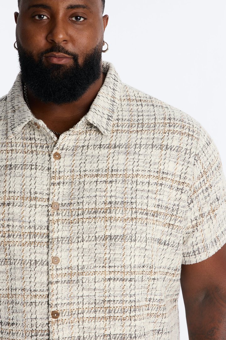Rodeo Boucle Button Up Shirt - Cream/combo