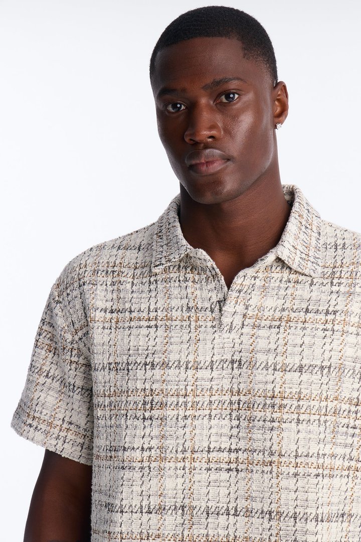 Rodeo Boucle Johnny Collar Polo - Cream/combo