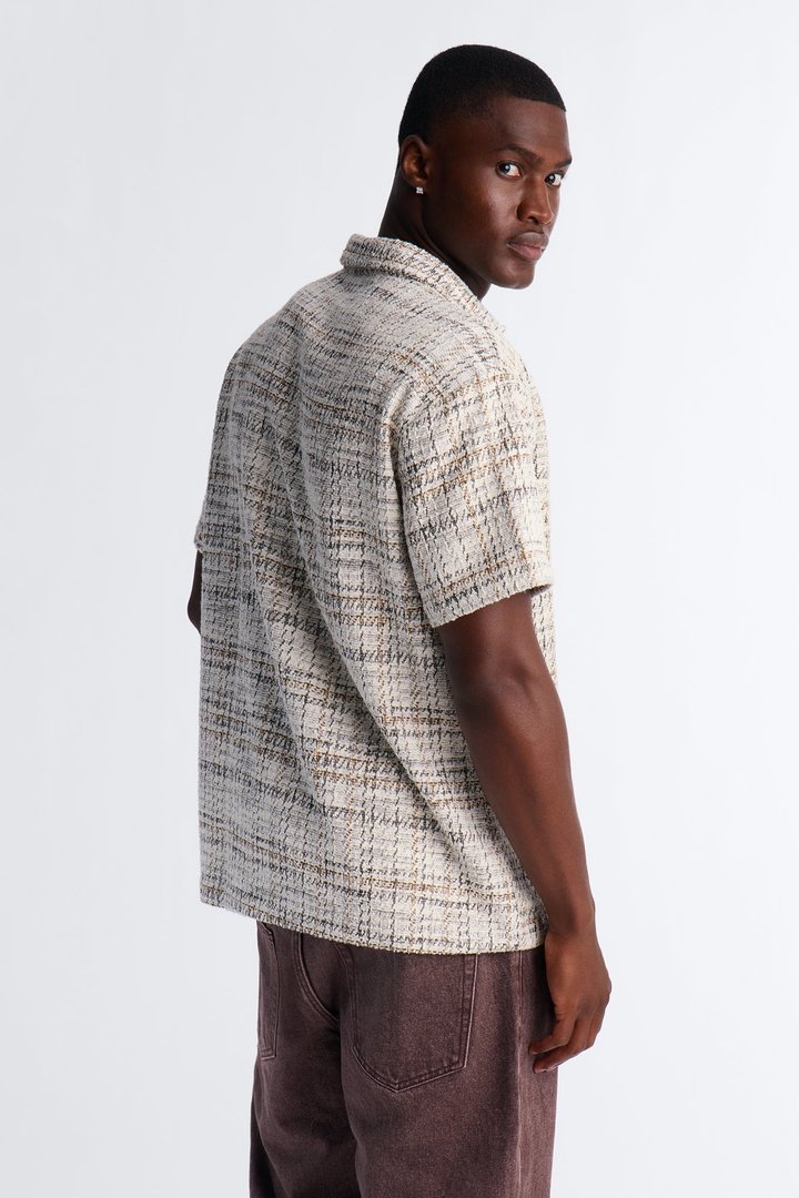 Rodeo Boucle Johnny Collar Polo - Cream/combo