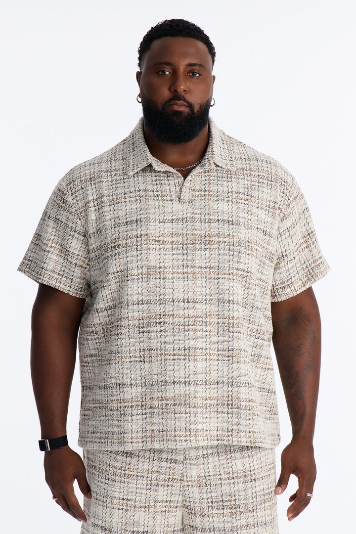 Rodeo Boucle Johnny Collar Polo - Cream/combo