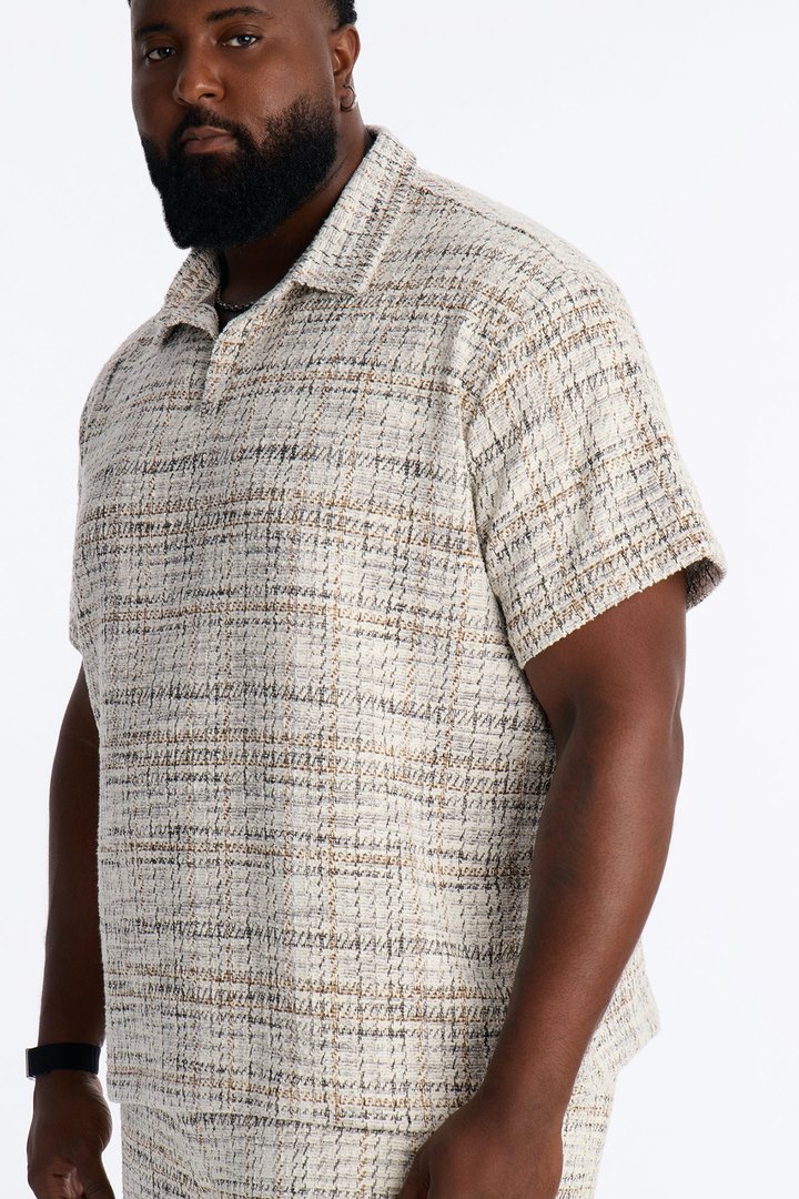 Rodeo Boucle Johnny Collar Polo - Cream/combo