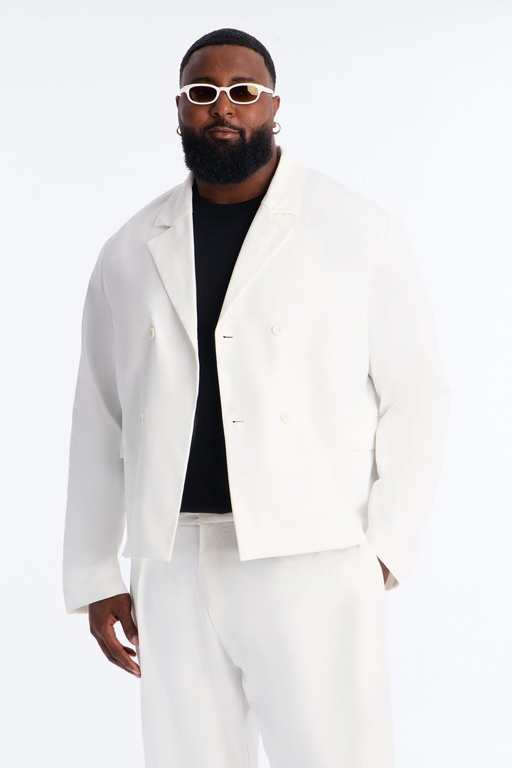 Heirloom Cropped Double Breasted Blazer - White
