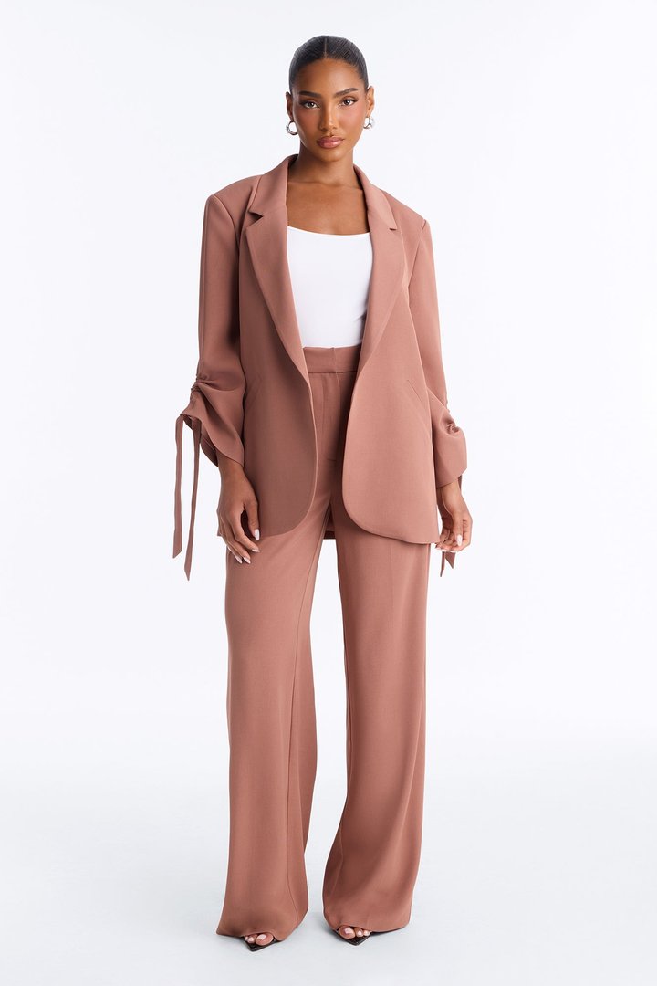 In My Element Ruched Blazer Pant Set - Rust