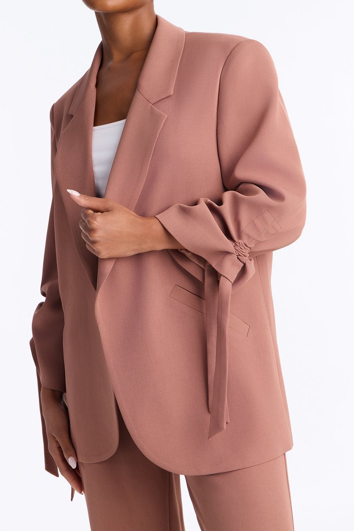 In My Element Ruched Blazer Pant Set - Rust