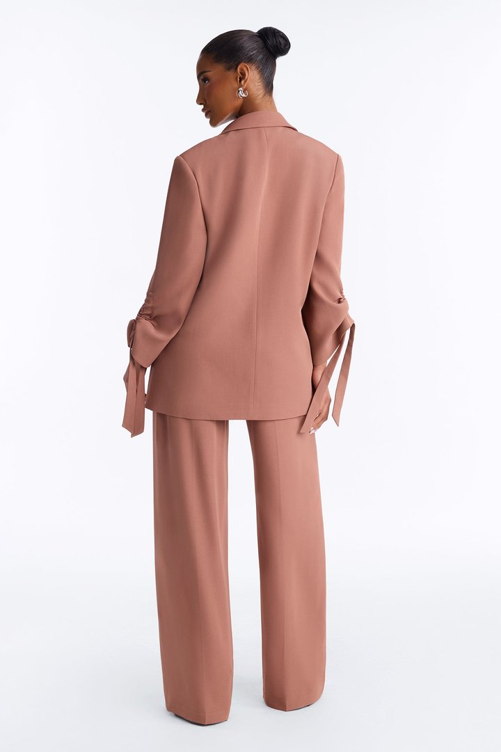 In My Element Ruched Blazer Pant Set - Rust