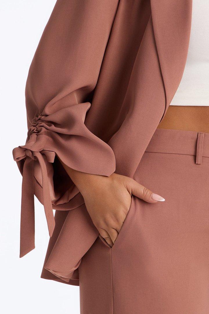In My Element Ruched Blazer Pant Set - Rust