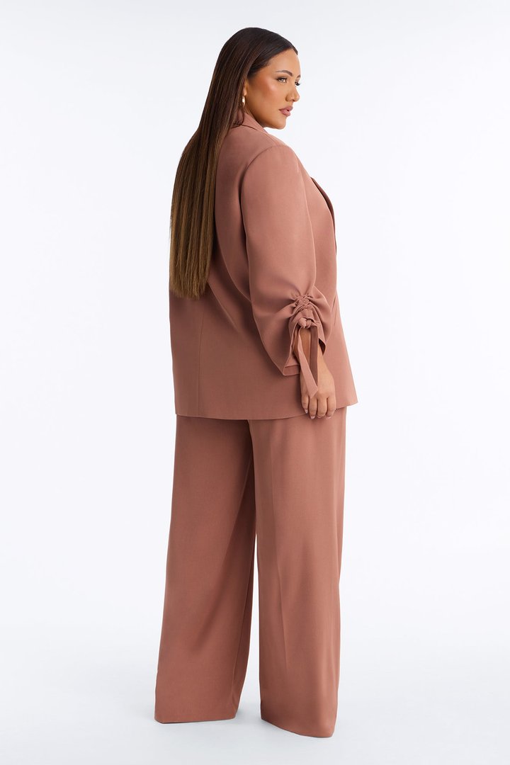In My Element Ruched Blazer Pant Set - Rust