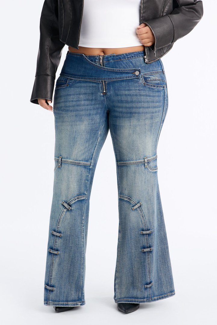 A Home Run Stretch Flare Jeans - Vintage Wash