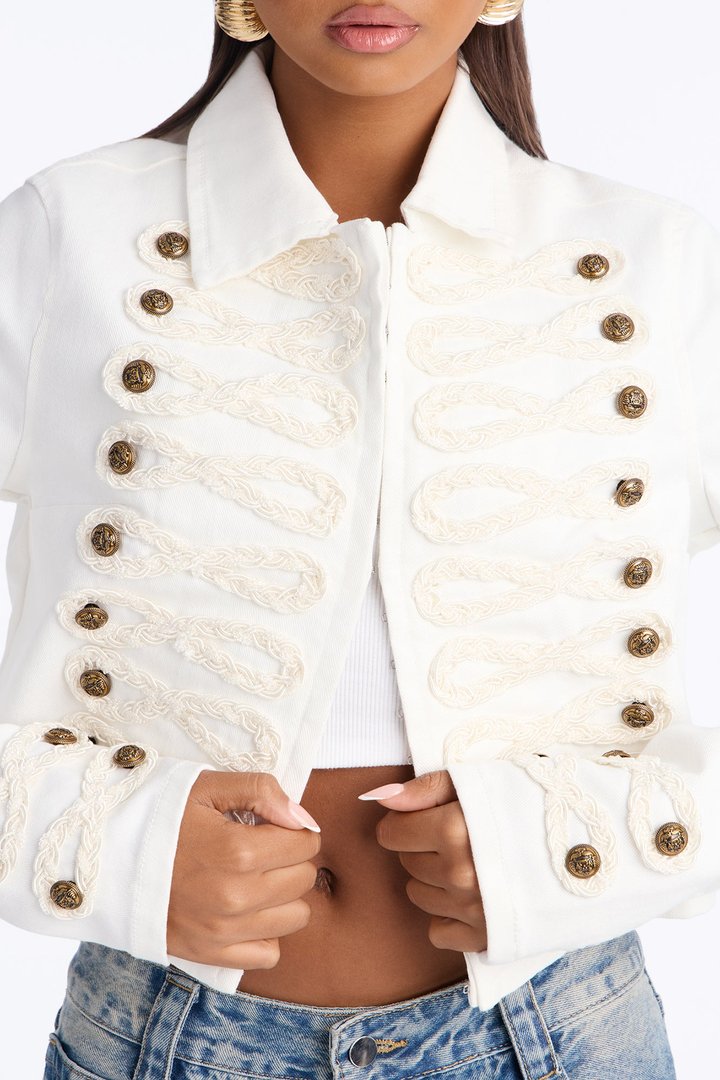 Angel Authority Cropped Denim Jacket - White