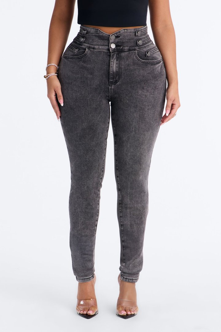Midnight Empress High Rise Stretch Skinny Jeans - Black Wash