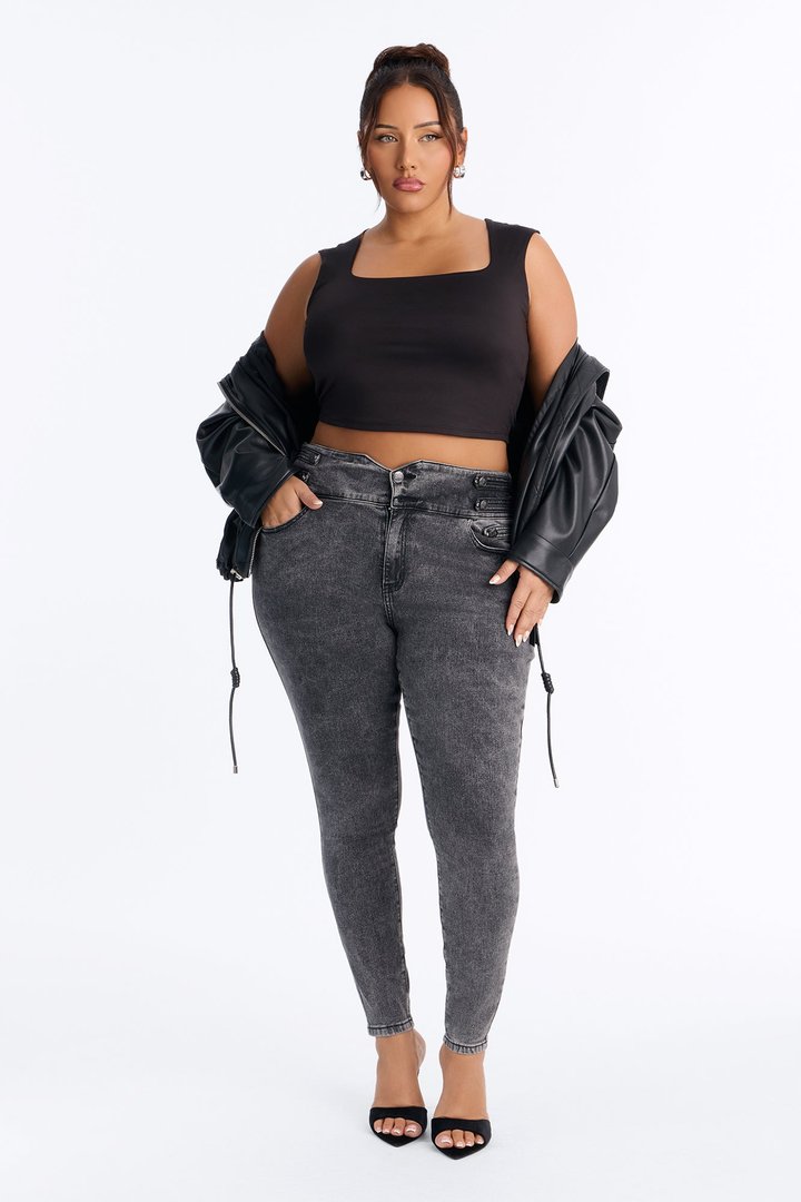 Midnight Empress High Rise Stretch Skinny Jeans - Black Wash