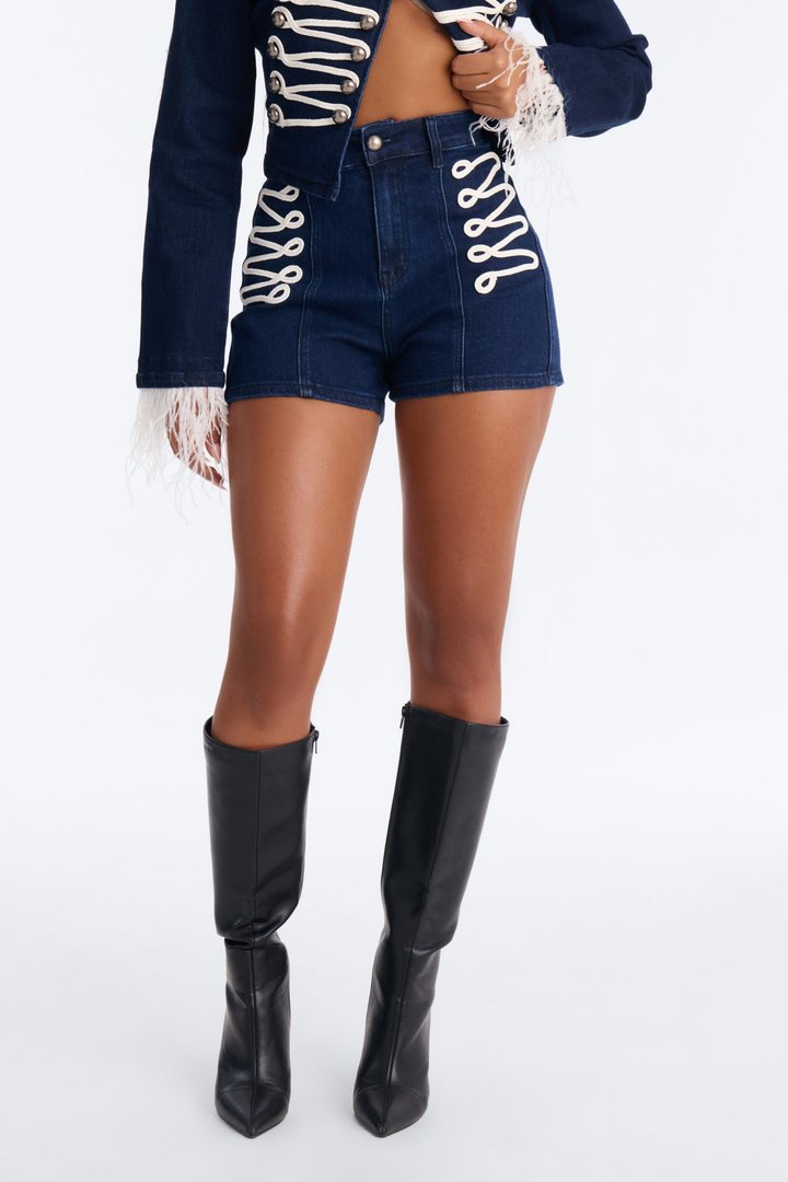High Rank Energy Denim Shorts - Dark Wash
