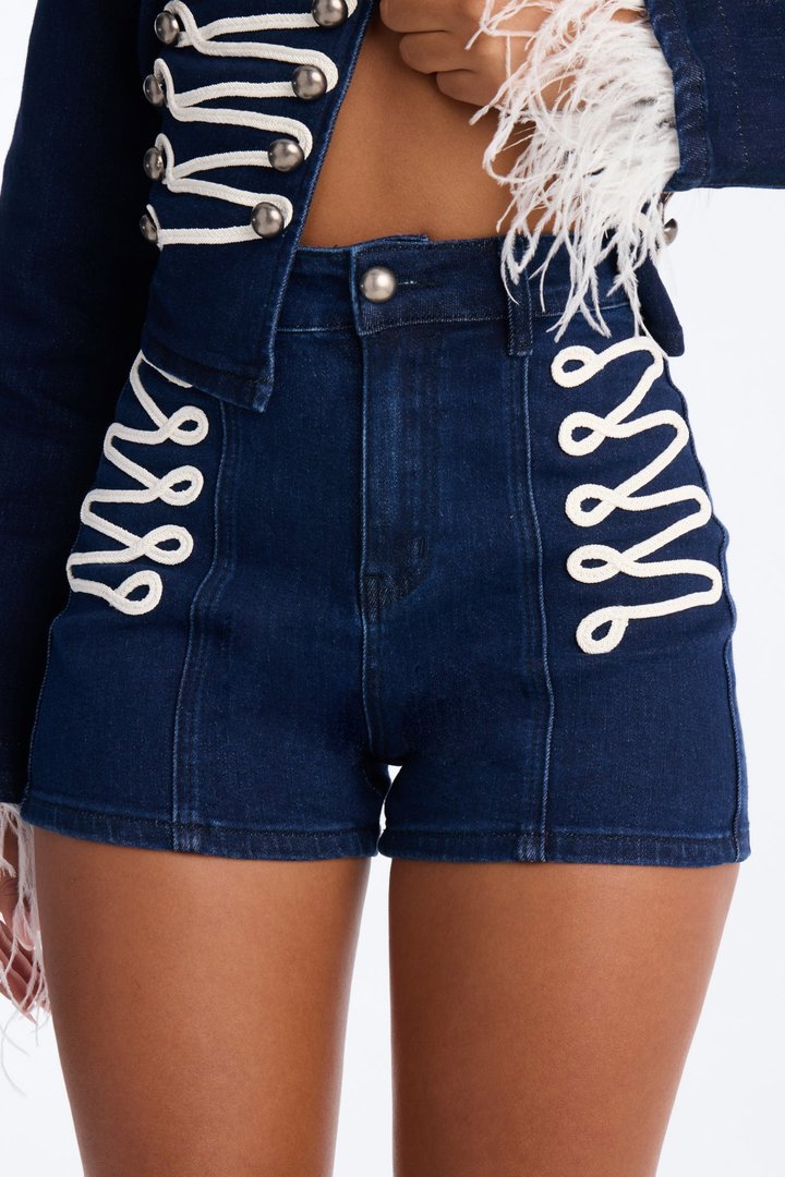 High Rank Energy Denim Shorts - Dark Wash
