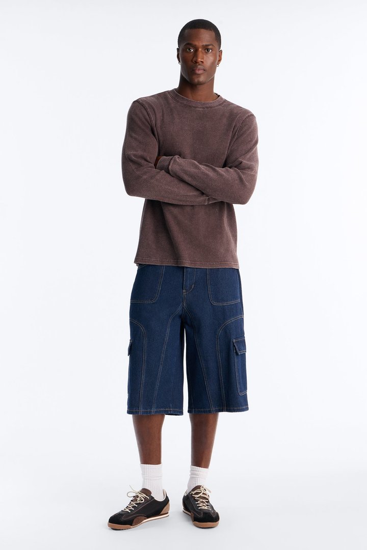 Cargo Baggy Paneled Denim Short - Indigo