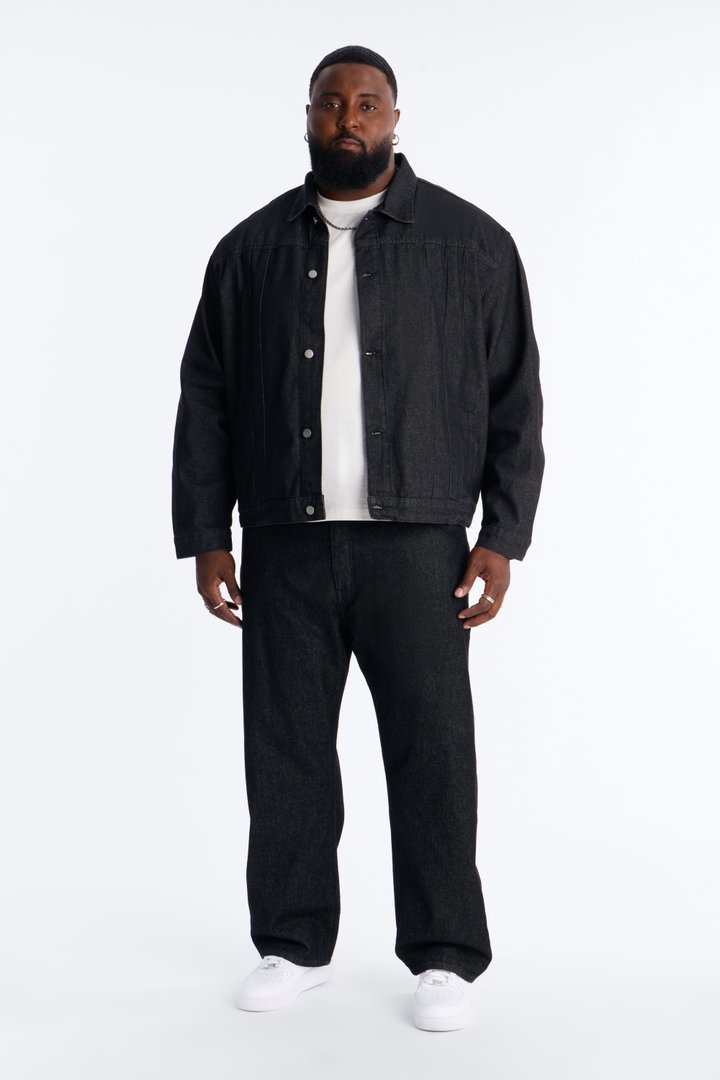 Linear Lock Denim Trucker Jacket - Black