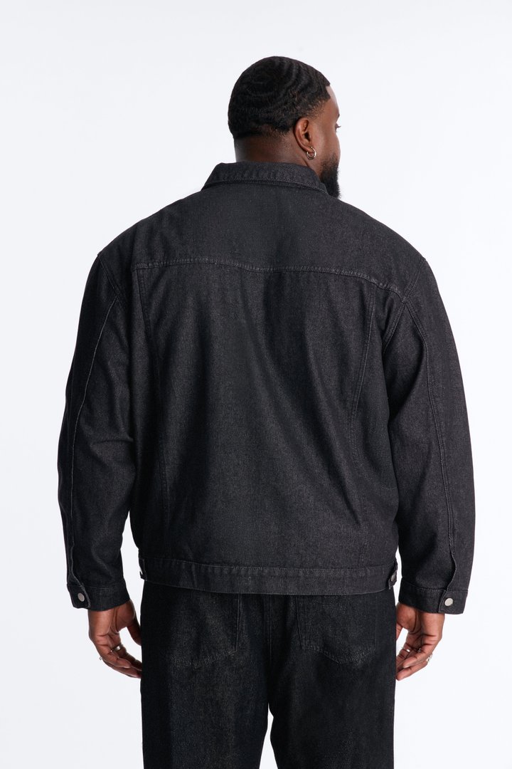 Linear Lock Denim Trucker Jacket - Black