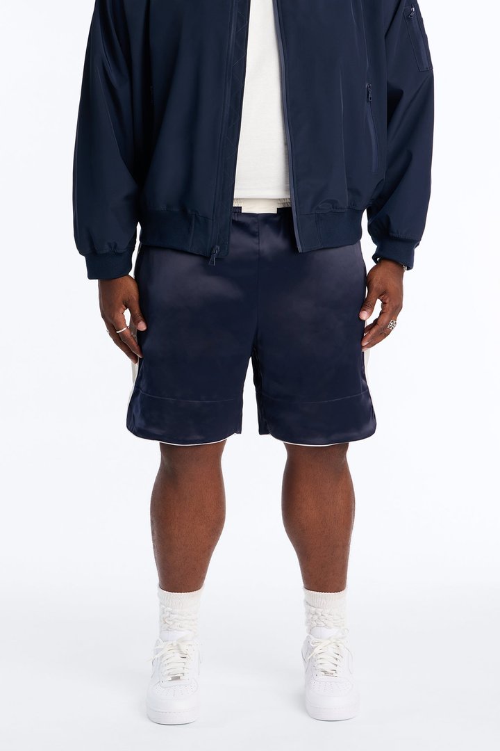 Relaxed Satin Boxing Short - Navy/combo