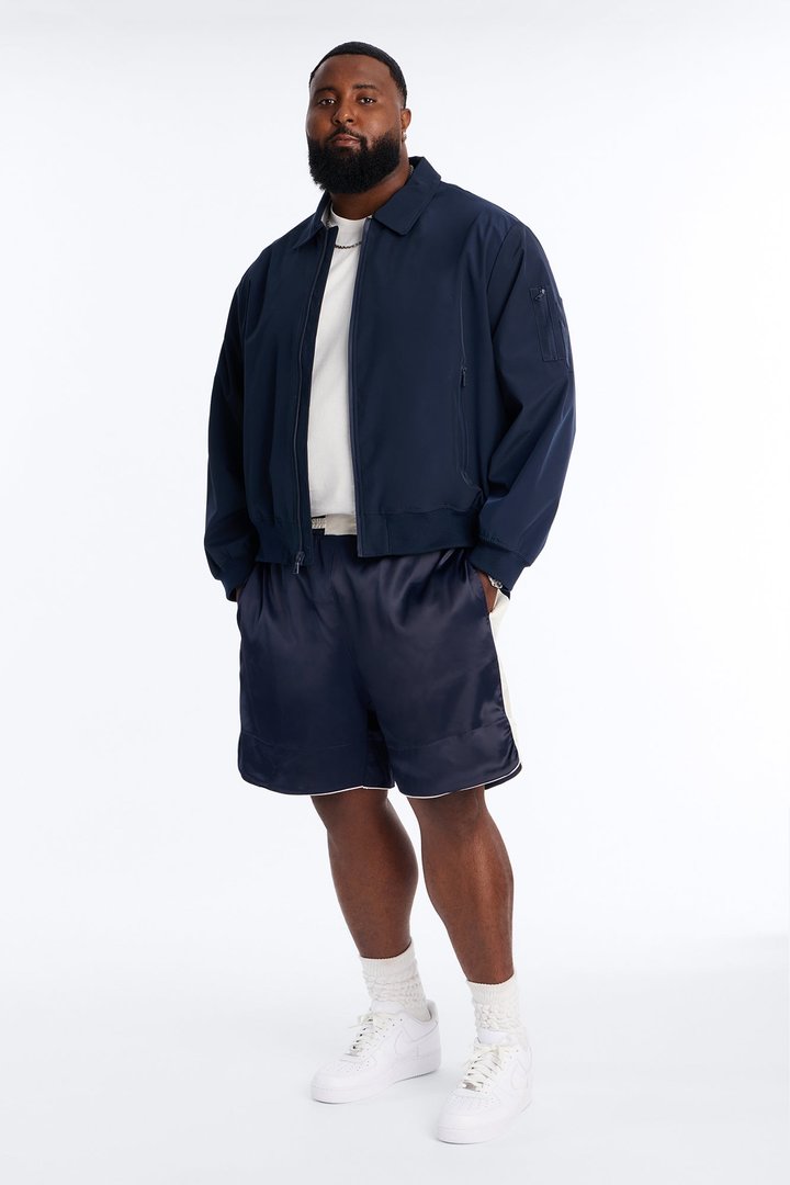 Relaxed Satin Boxing Short - Navy/combo
