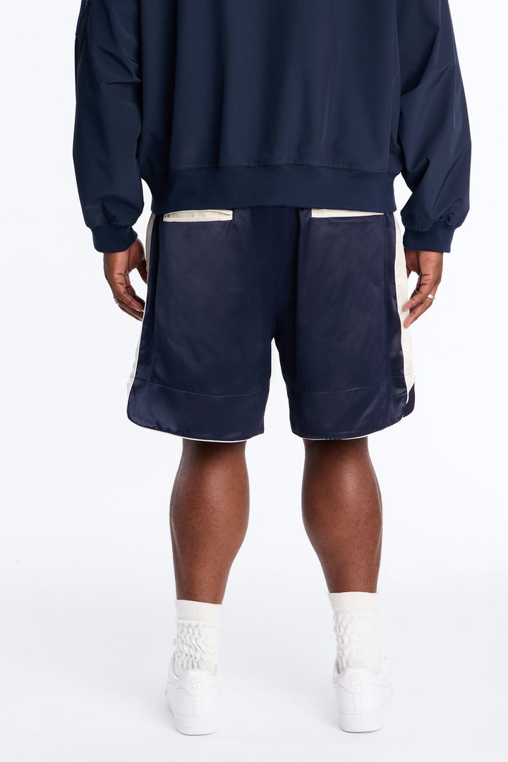 Relaxed Satin Boxing Short - Navy/combo