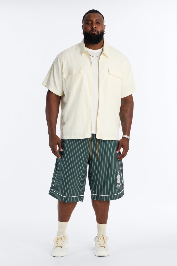 Collegiate Pinstripe Baggy Short - Green