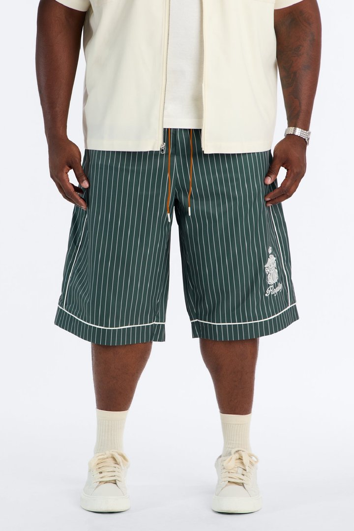 Collegiate Pinstripe Baggy Short - Green