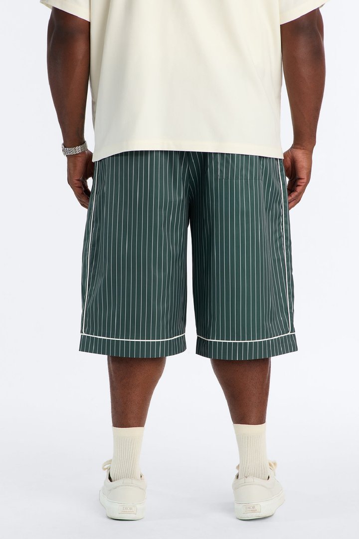 Collegiate Pinstripe Baggy Short - Green