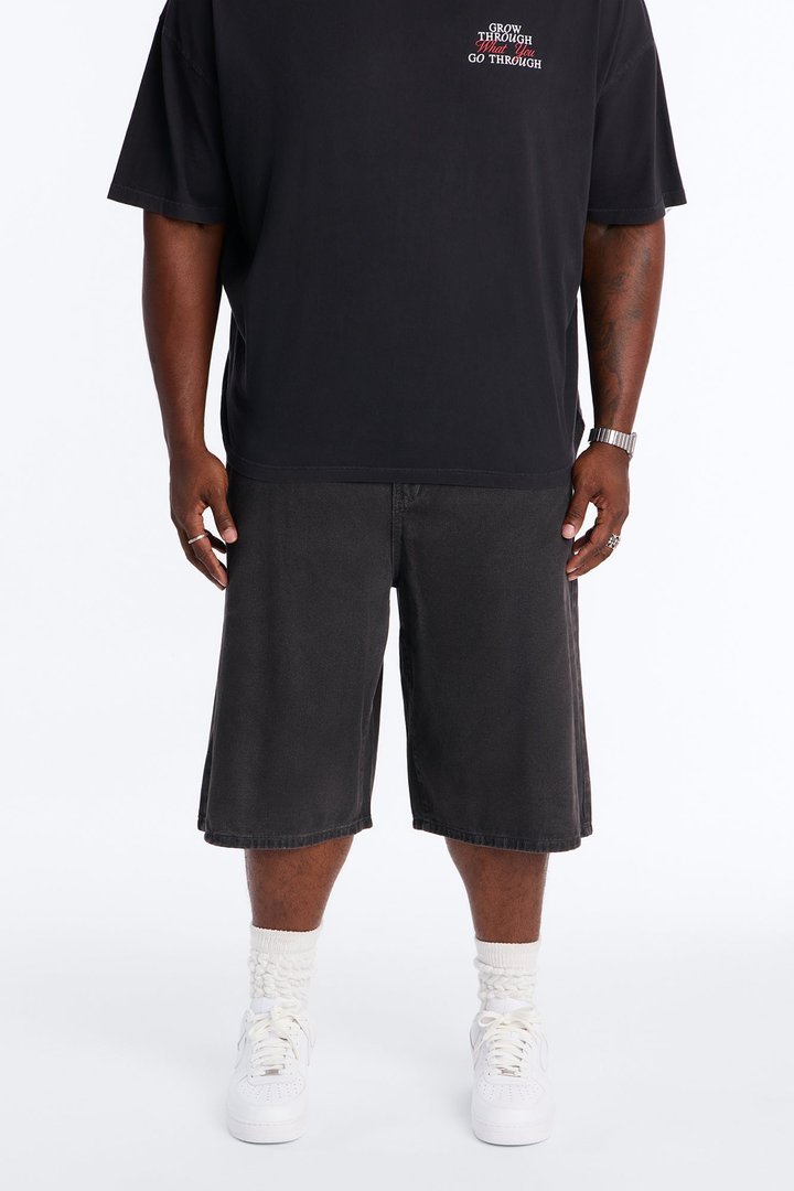 Sludge Slate Baggy Denim Short - Washed Black