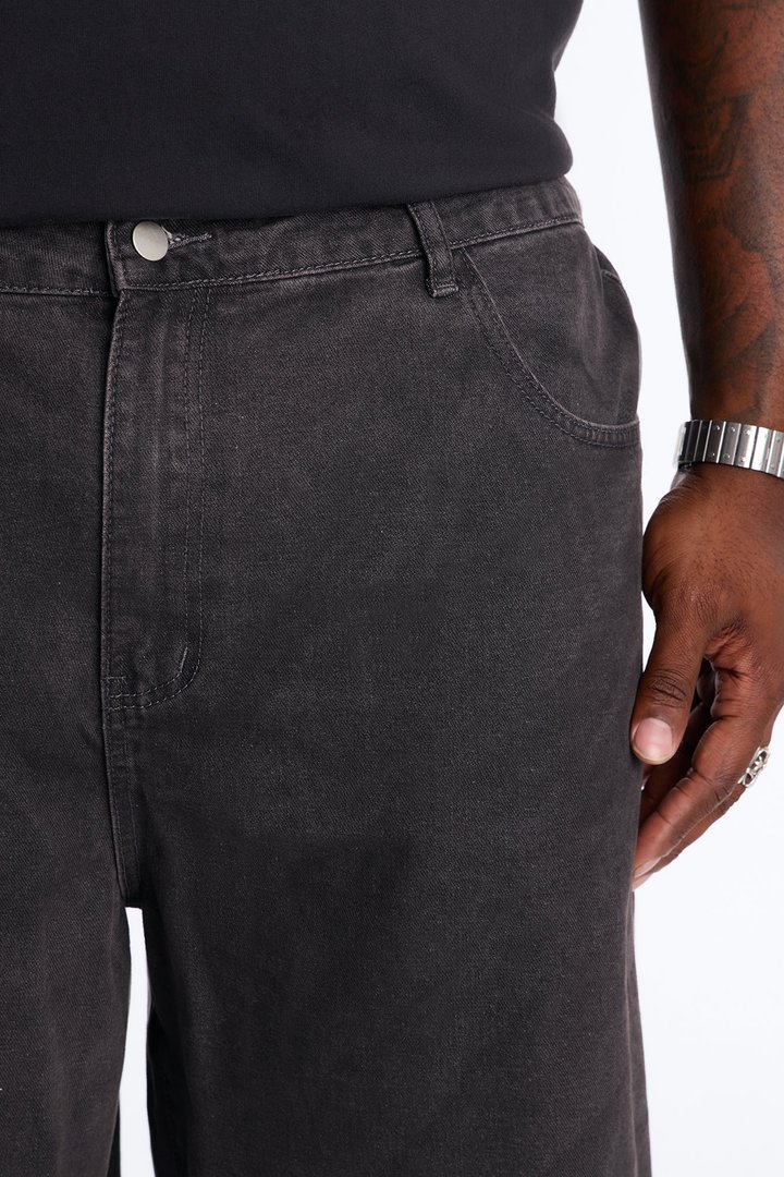 Sludge Slate Baggy Denim Short - Washed Black