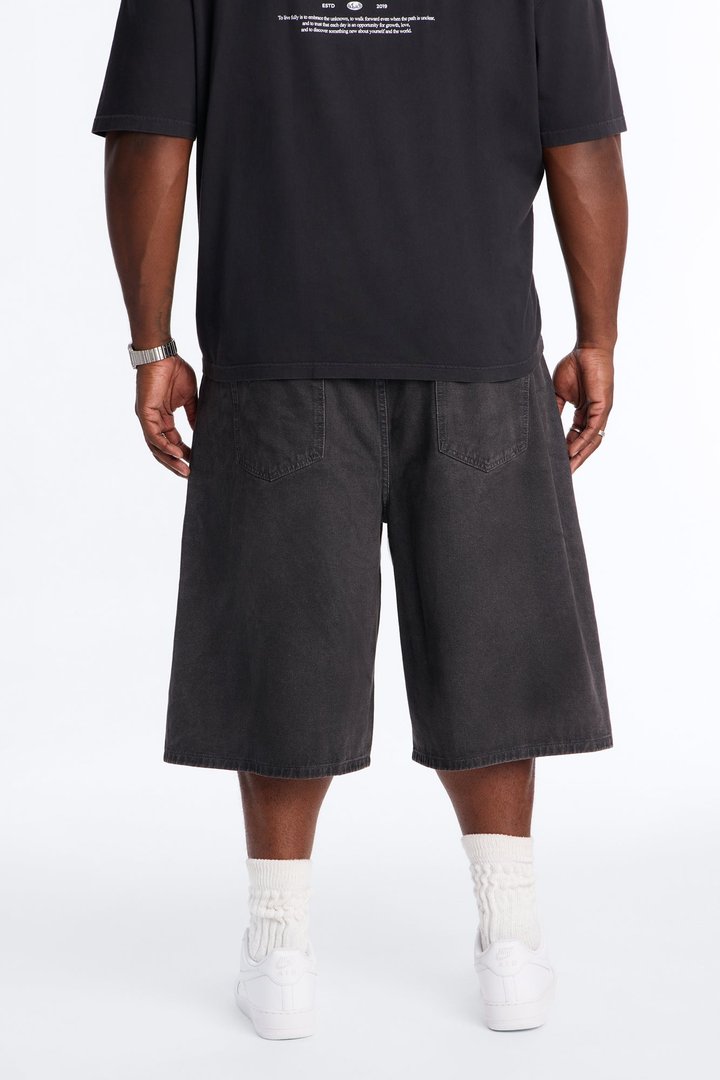 Sludge Slate Baggy Denim Short - Washed Black