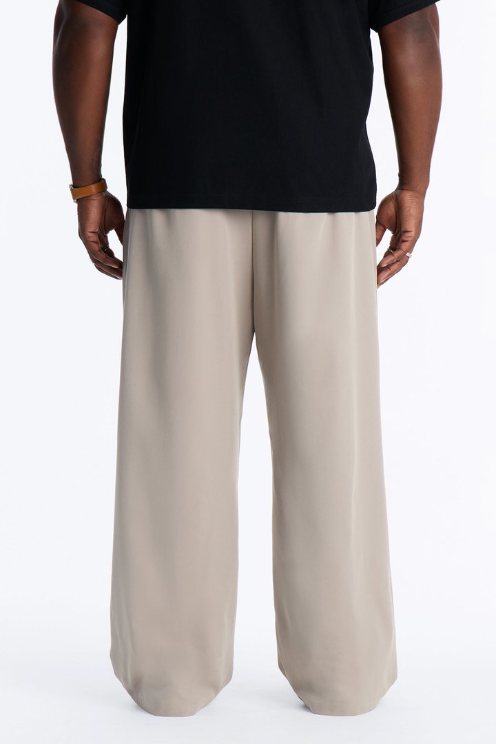 Cam Wide Leg Pleated Trouser - Light Grey