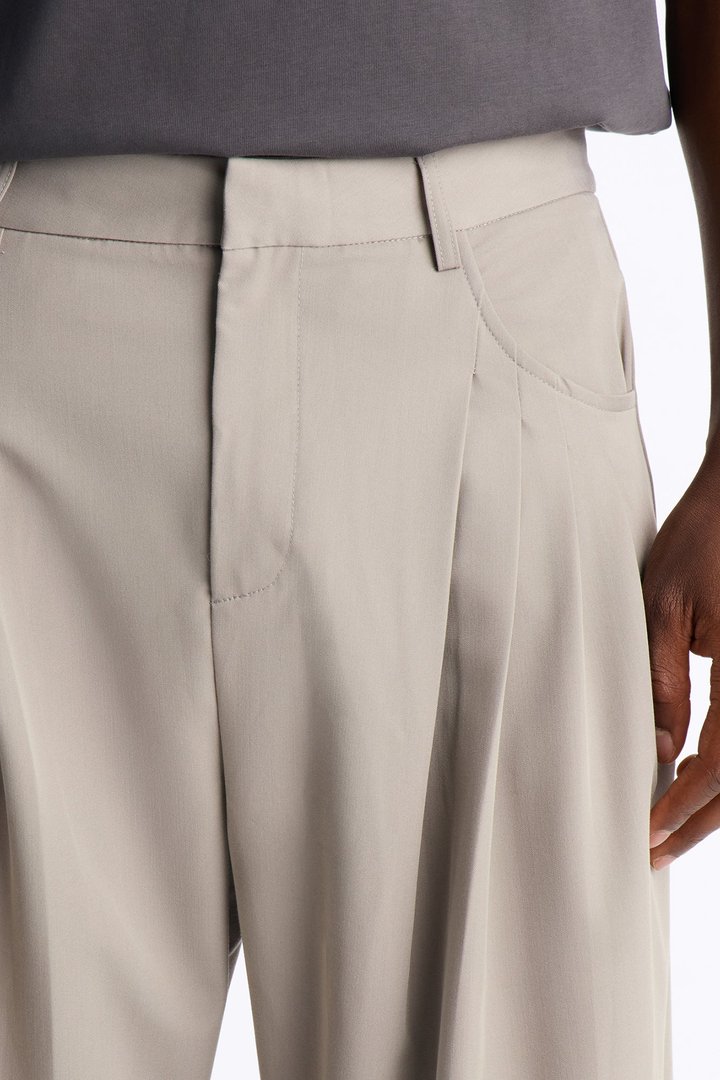 Cam Wide Leg Pleated Trouser - Light Grey
