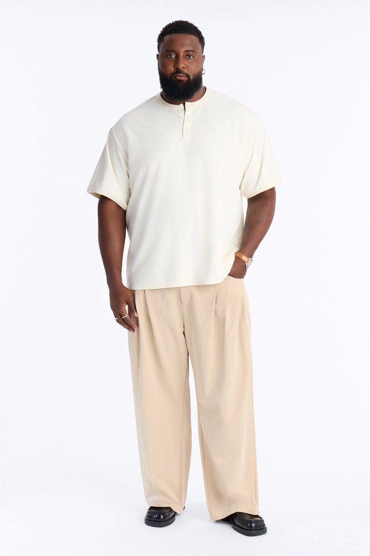Cam Wide Leg Pleated Trouser - Tan