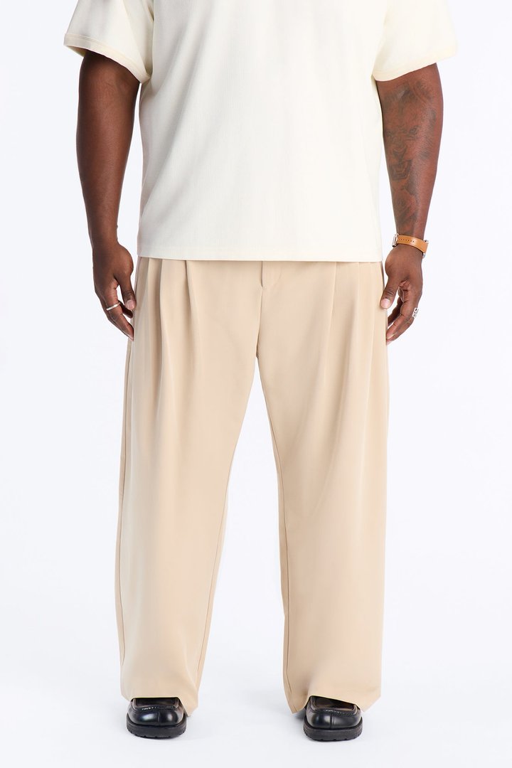 Cam Wide Leg Pleated Trouser - Tan