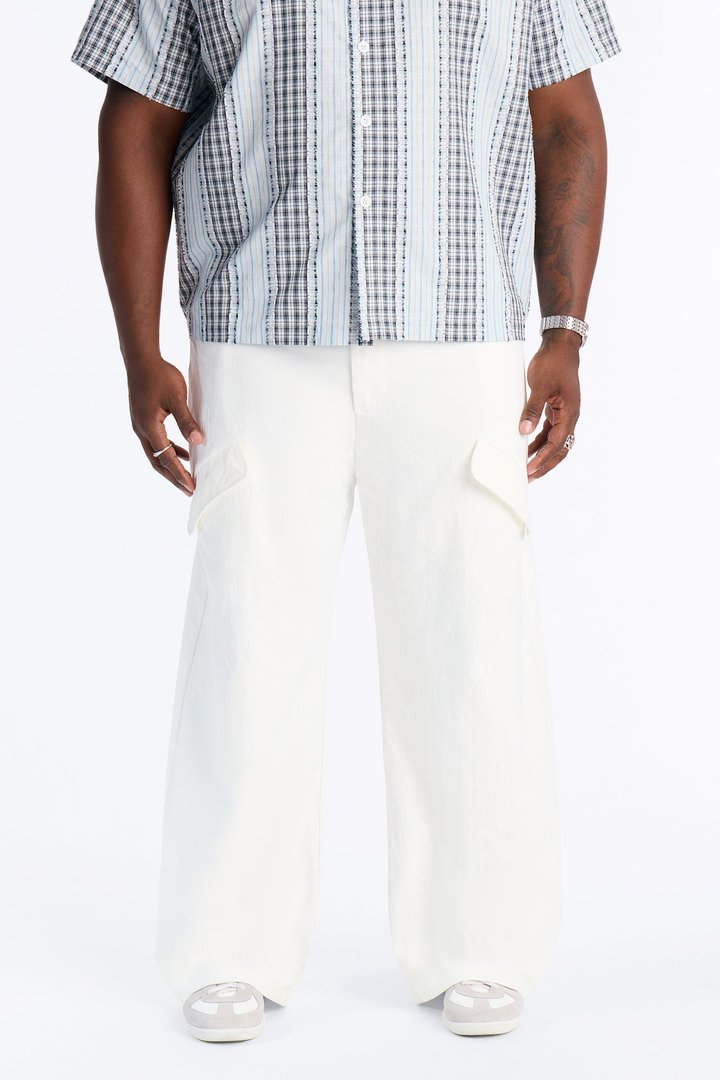 Cargo Wide Leg Tech Pant - White