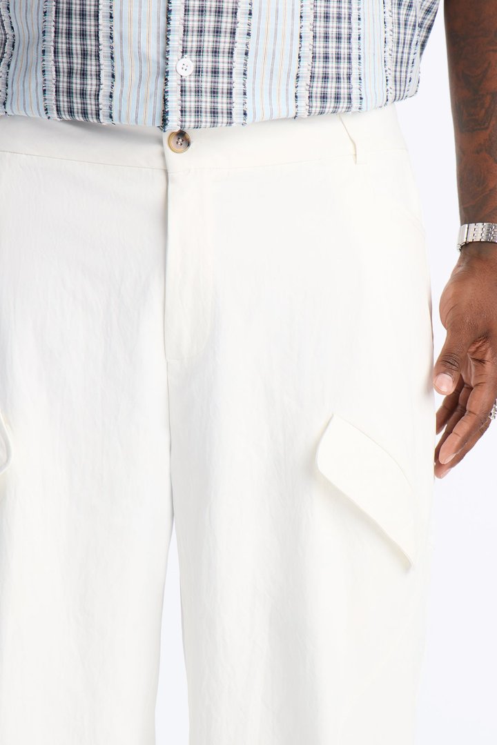 Cargo Wide Leg Tech Pant - White