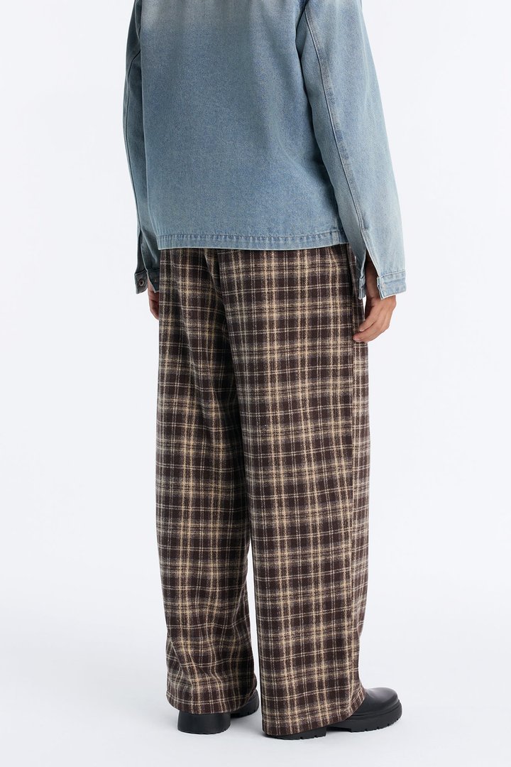 Lazy Plaid Baggy Pant - Brown/combo