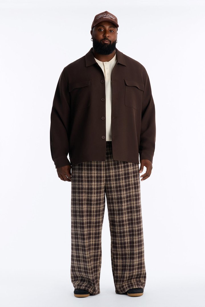 Lazy Plaid Baggy Pant - Brown/combo