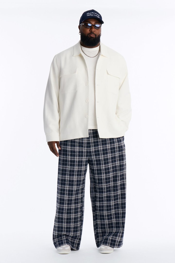 Lazy Plaid Baggy Pant - Navy/combo