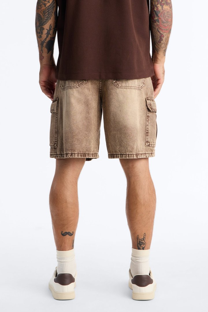 Sandstone Mineral Relaxed Denim Shorts - Washed Brown