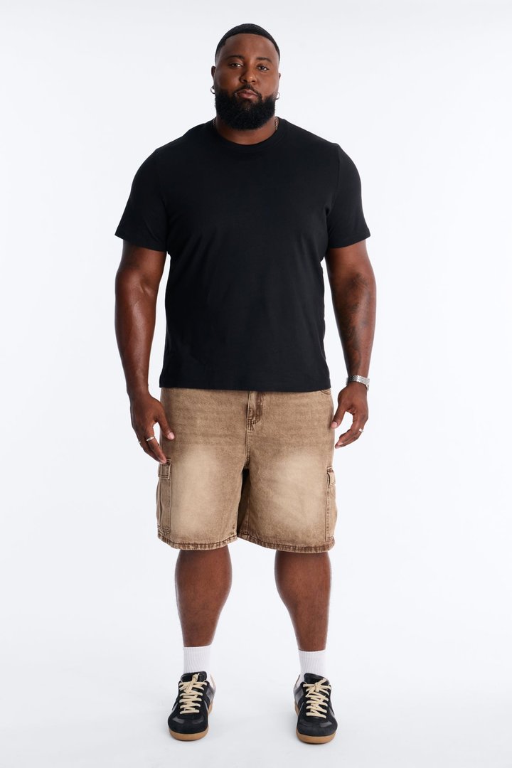 Sandstone Mineral Relaxed Denim Shorts - Washed Brown