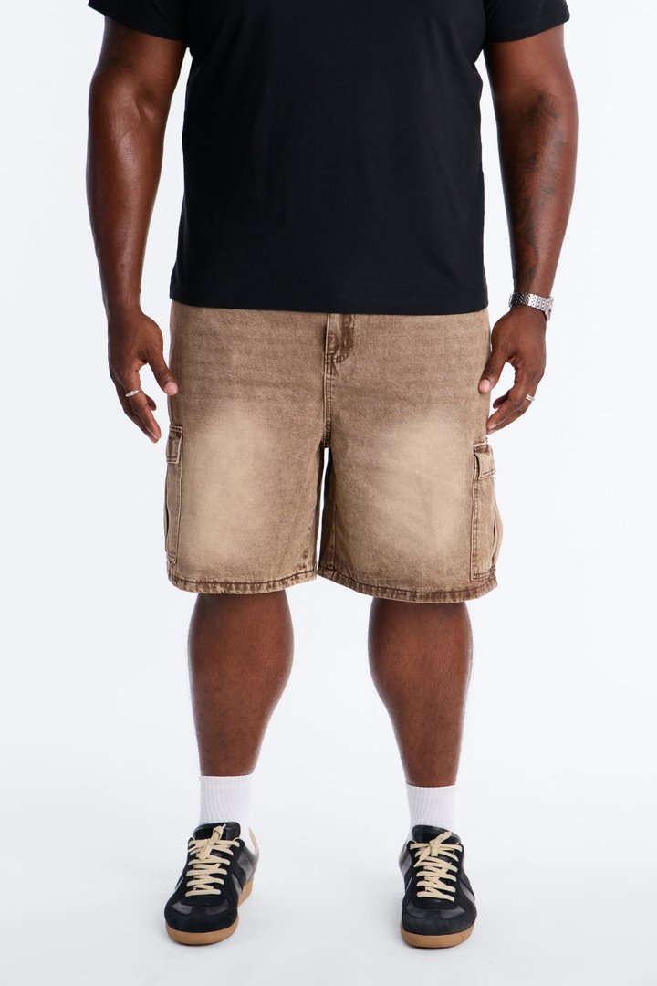 Sandstone Mineral Relaxed Denim Shorts - Washed Brown