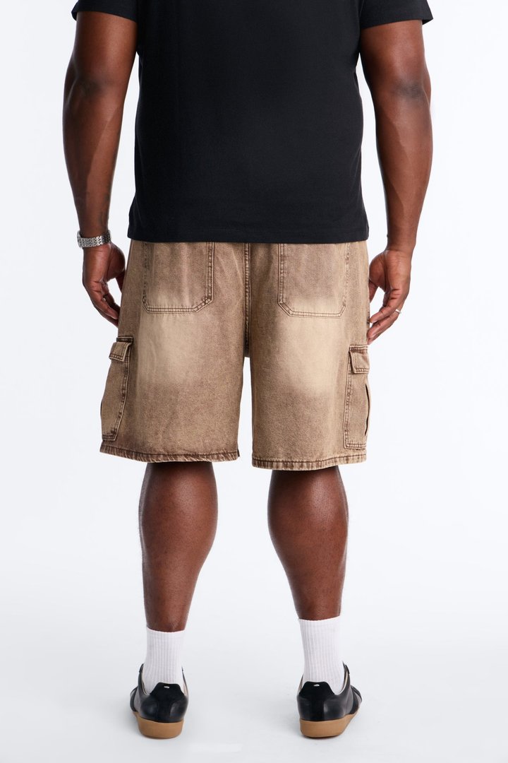 Sandstone Mineral Relaxed Denim Shorts - Washed Brown