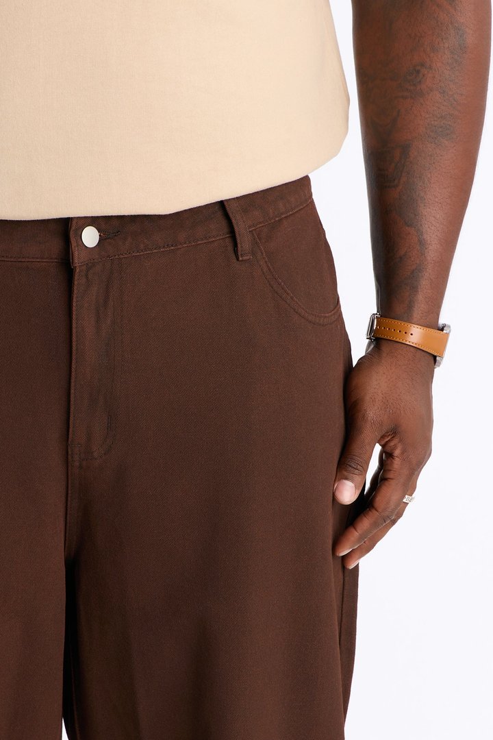 Overland Waxed Baggy Jean - Brown