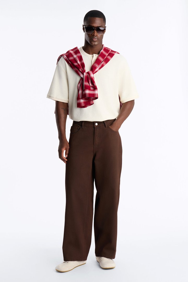Overland Waxed Baggy Jean - Brown