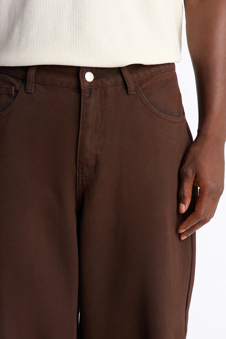 Overland Waxed Baggy Jean - Brown