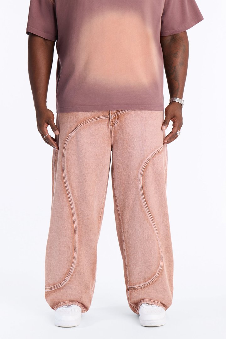Terra Fade Baggy Jean - Washed Red
