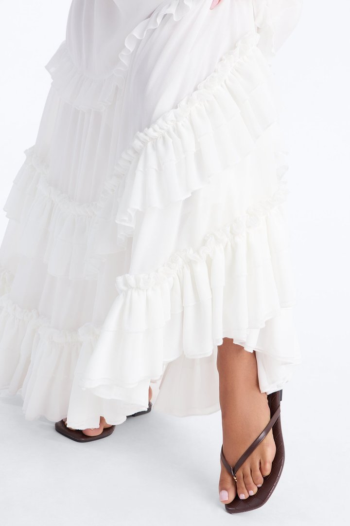 Harmony Chiffon Tiered Maxi Skirt - Ivory