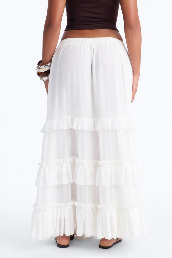 Harmony Chiffon Tiered Maxi Skirt - Ivory