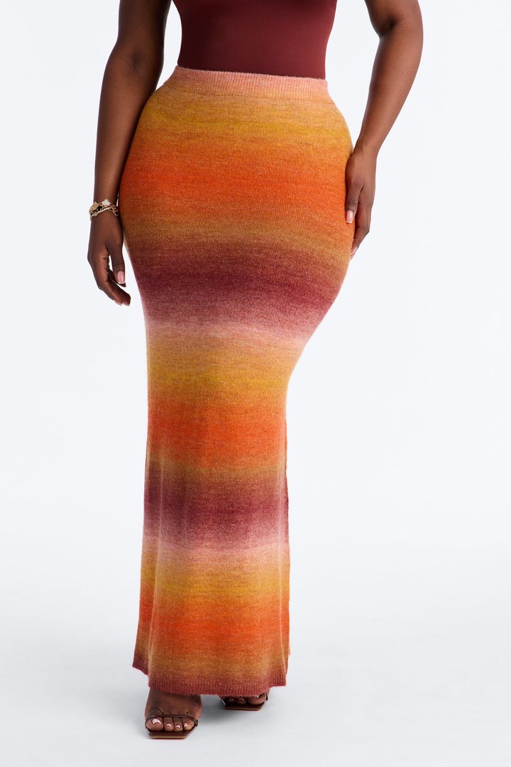 Sierra Ombre Sweater Maxi Skirt - Orange/combo